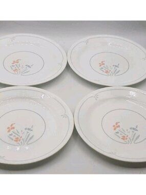 Vtg Corning Corelle Stencil Garden Pattern 7¼ in Bread & Butter Plates Set of 4